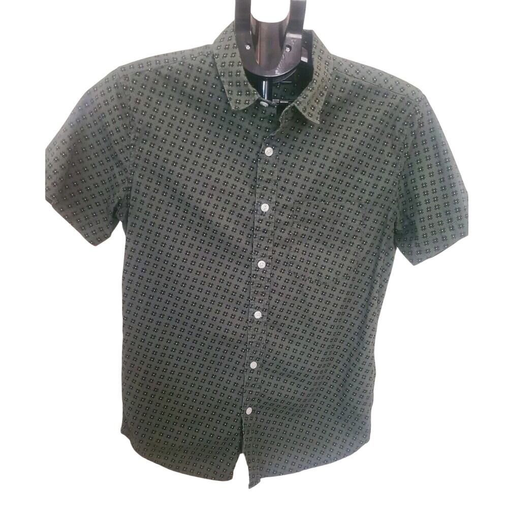 Men's Green Geo Pattern Casual Button Down- Forever 21 - Small Free Ship